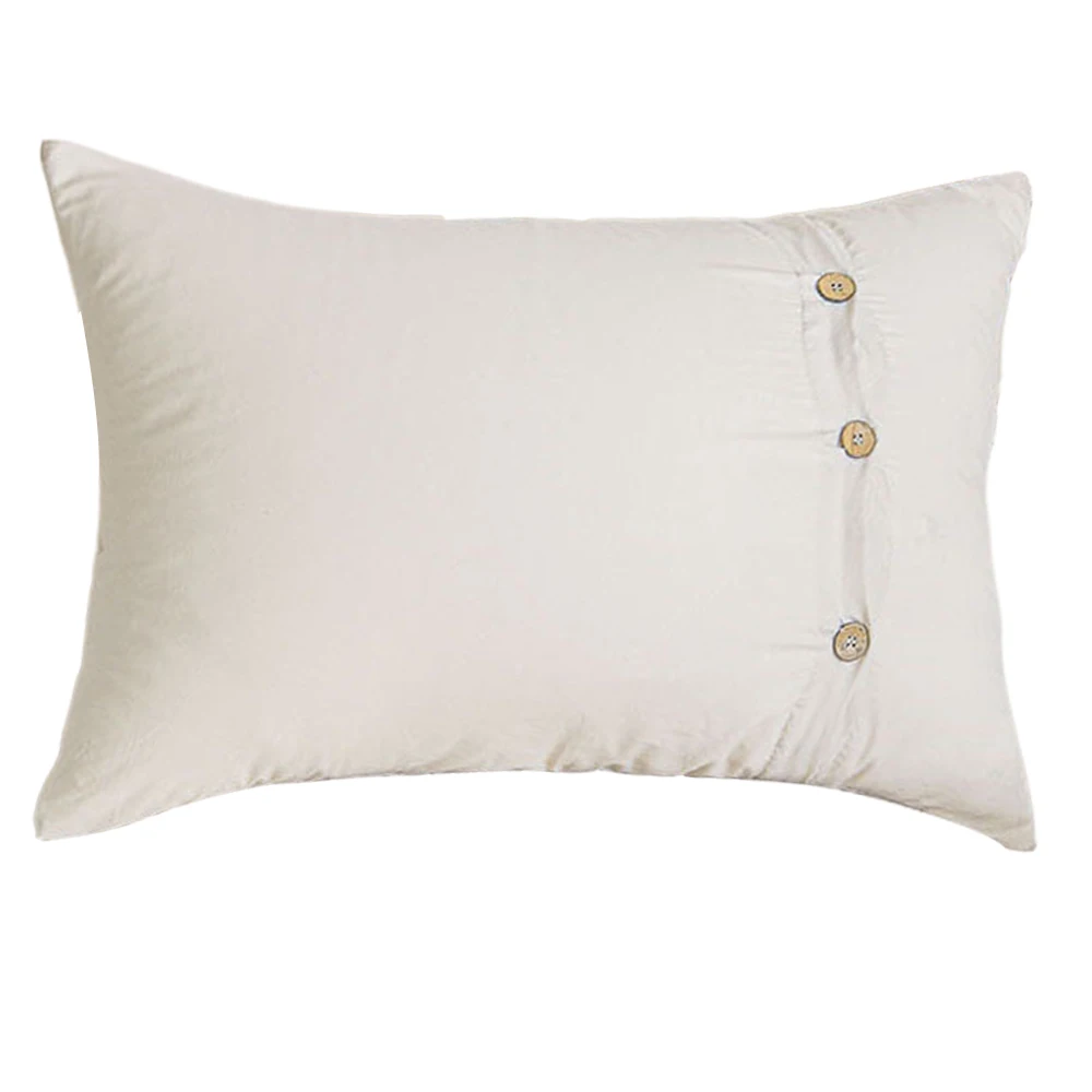 20x40 Inch White 100% Washed Cotton Standard Pillowcases Set,Luxury Soft Breathable Pillow Covers with Button Closure