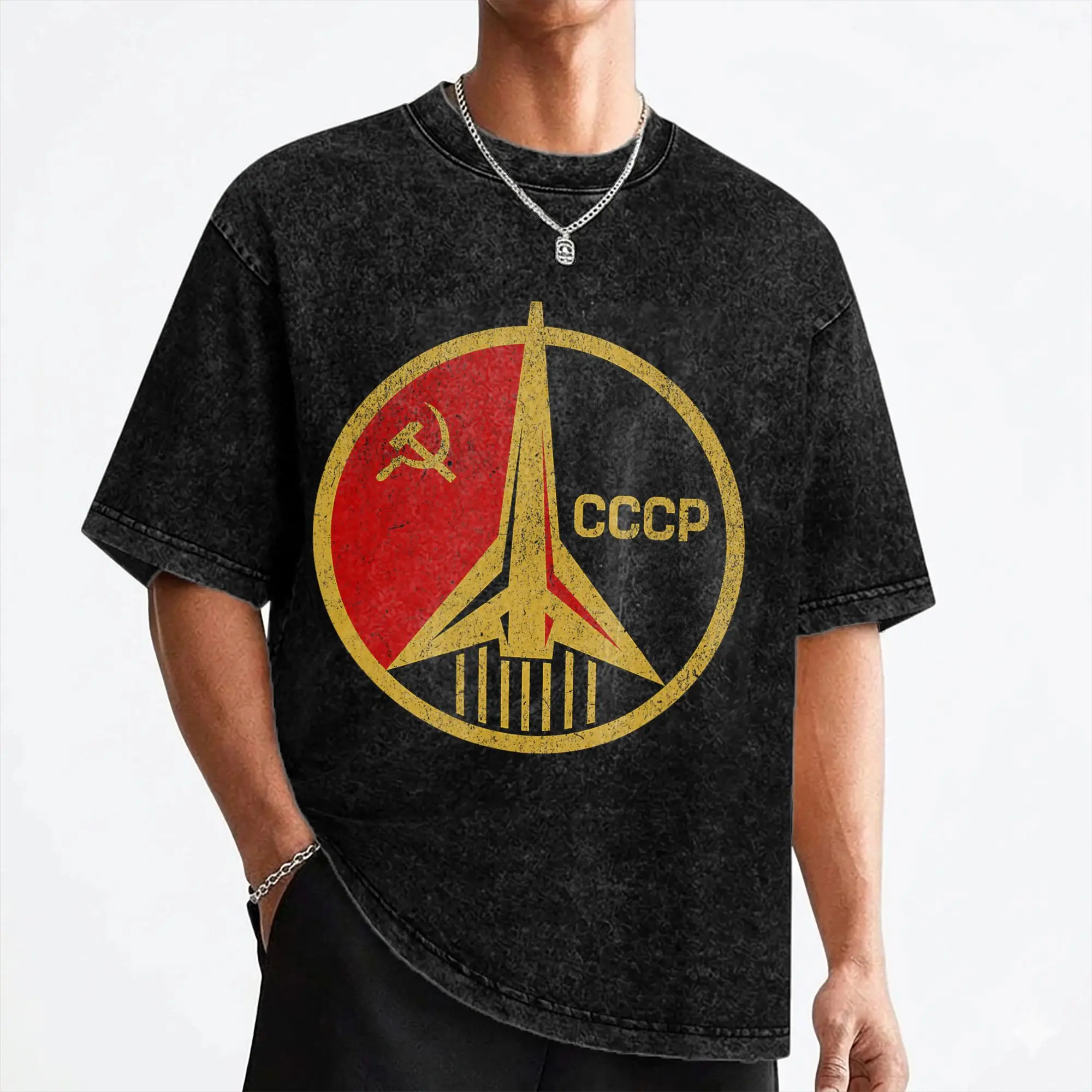 USSR Space Program CCCP Proud Russia T Shirt Washed 100% Cotton T-Shirts for Men Women Streetwear Graphic Printed Tops Tees