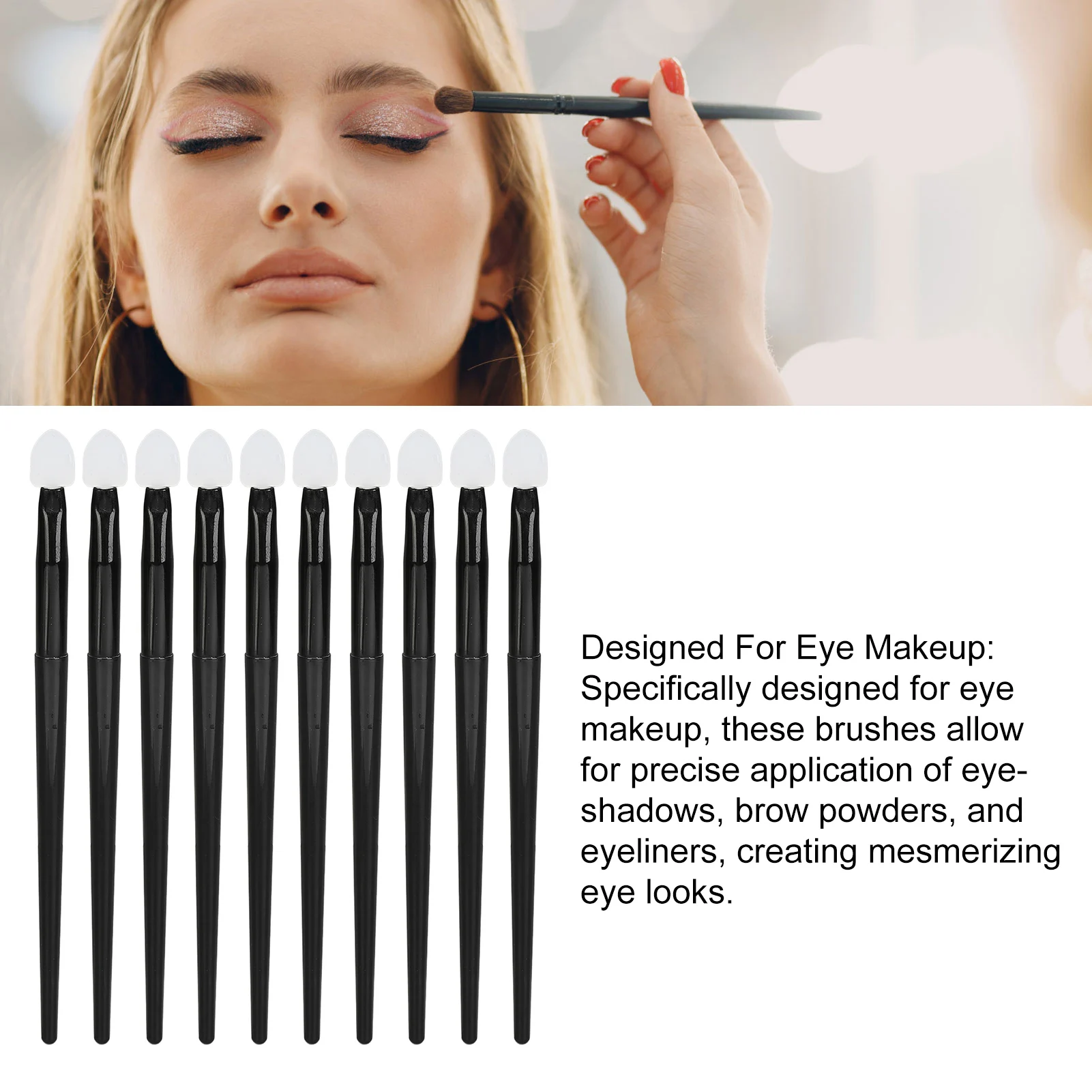 10pcs Silicone Eyeshadow Brush Kit Portable Silicone Eye Makeup Applicator For Eyebrow Powder Eyeliner