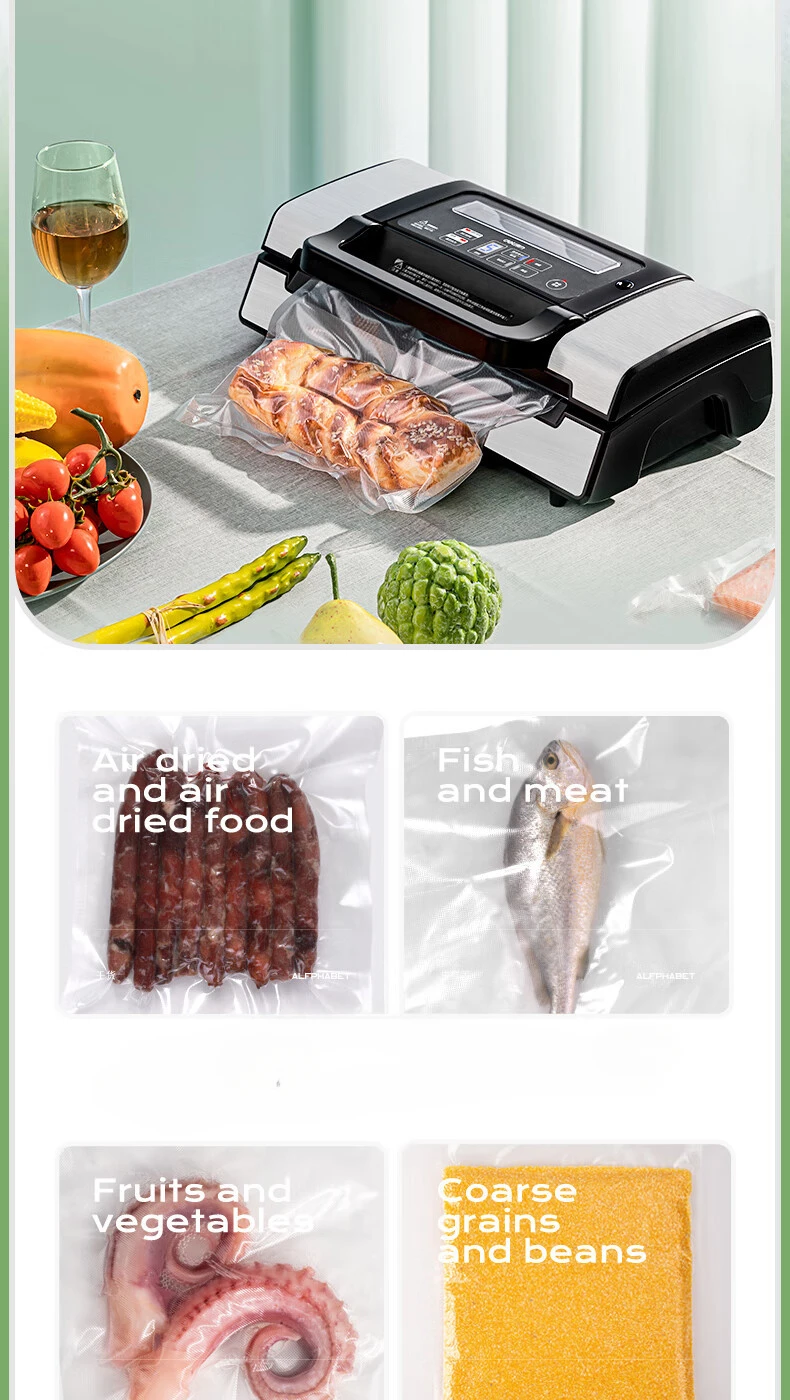 220V Commercial Automatic Vacuum Food Sealer Machine with Built-in Roll Storage and Cutter Multifunctional Vacuum Sealer