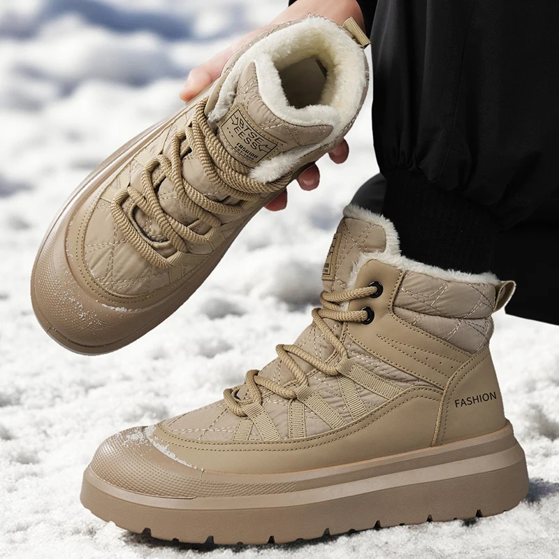 

2025 New Lightweight Casual Sports Trend Men's Shoes High Top Cotton Shoes with Plush Warm Snow Boots Men's Shoes