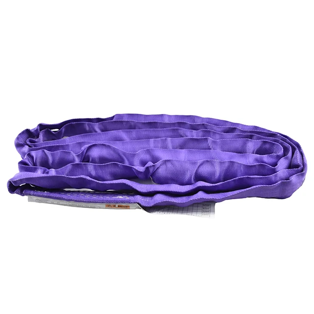 1t 2600lbs Purple Double Layer Soft Eslinga Lifting Webbing Textile Polyester Round Sling