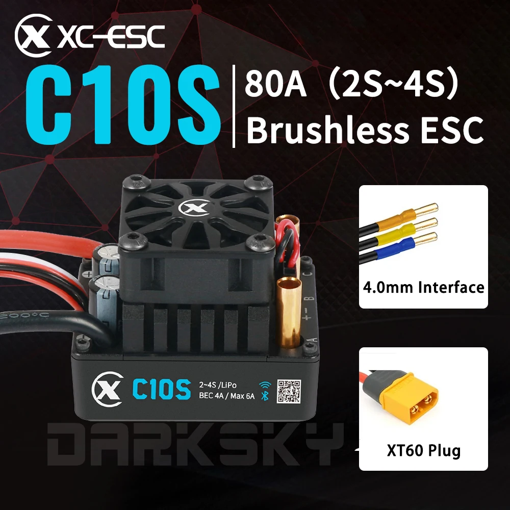 

XC-ESC C10S 80A Sensorless Brushless ESC 2~4S Lipo Battery For 1/10 RC Model Cars Truck Buggy Crawler Accessories
