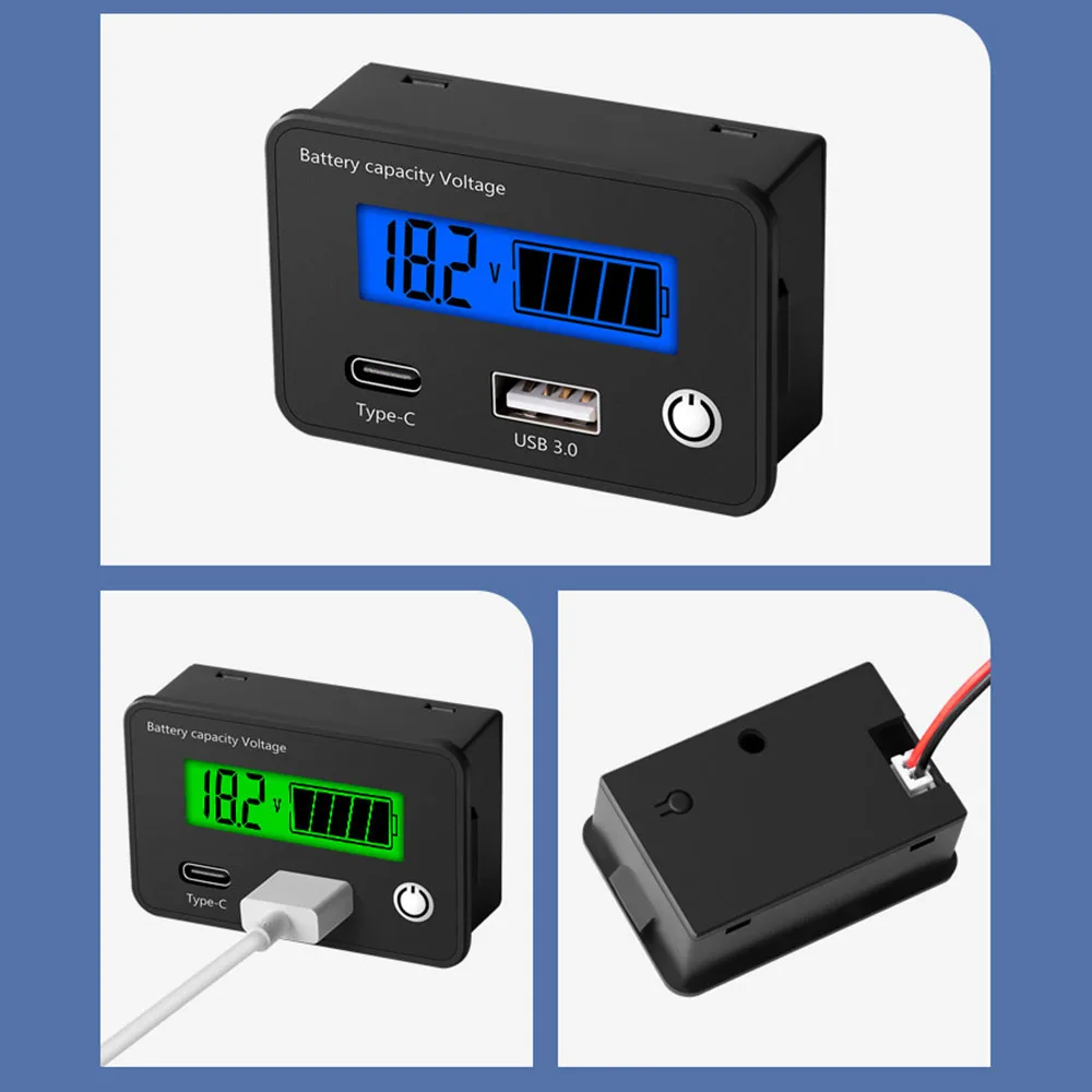 Indicatore di capacità della batteria digitale LCD 12V/24V misuratore di tensione elettrica universale per la vita al litio al piombo PO4