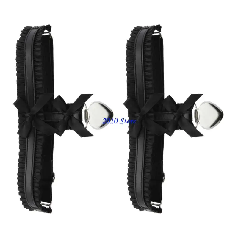 F3MF Punk Coxa Liga Cinto Elegante Renda Guarnição Bowknot Suspensório Cinto Para Mulheres Adolescentes