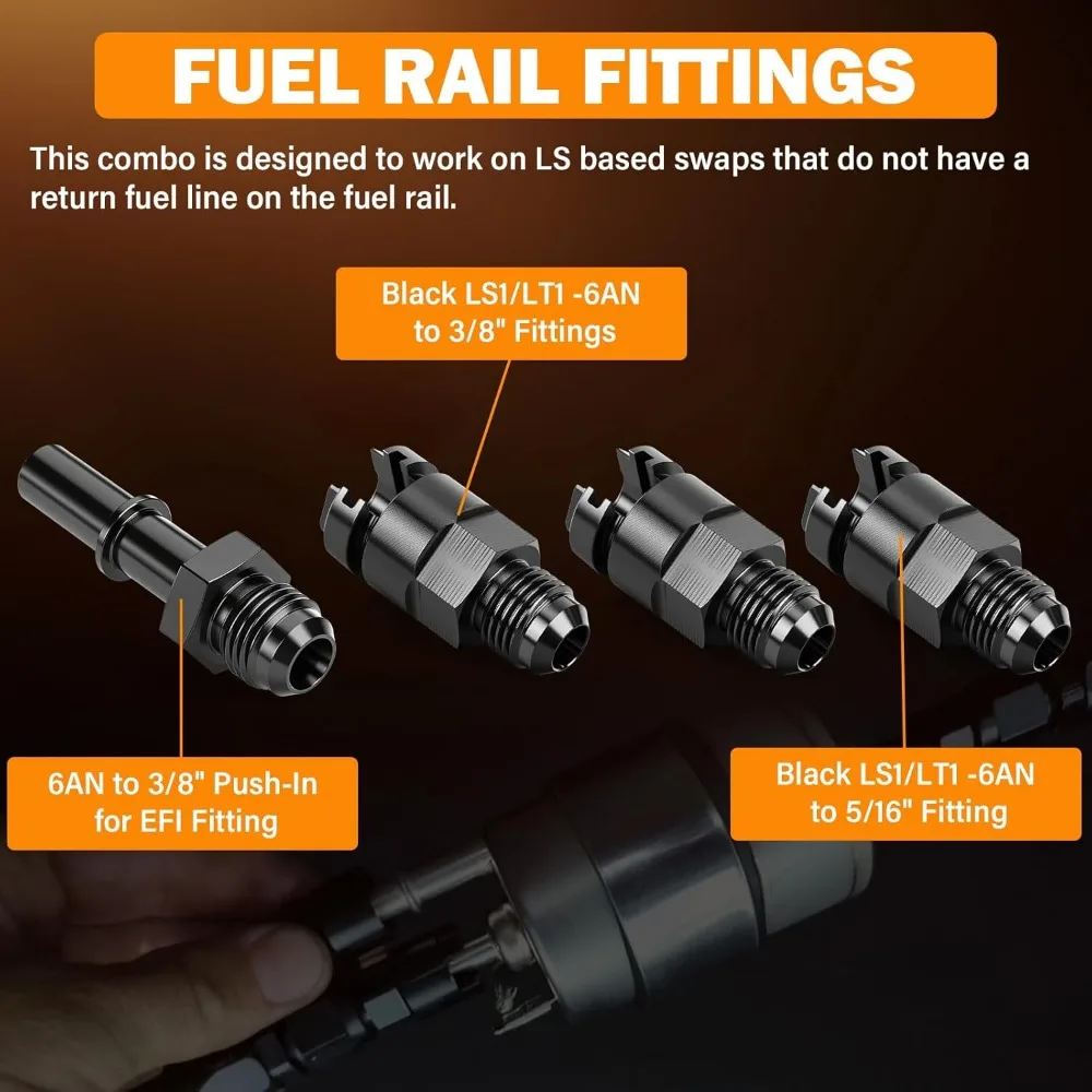 Inline Fuel Pump & Filter Regulator 58 PSI LS Swap EFI Conversion 255LPH High Pressure External Pump