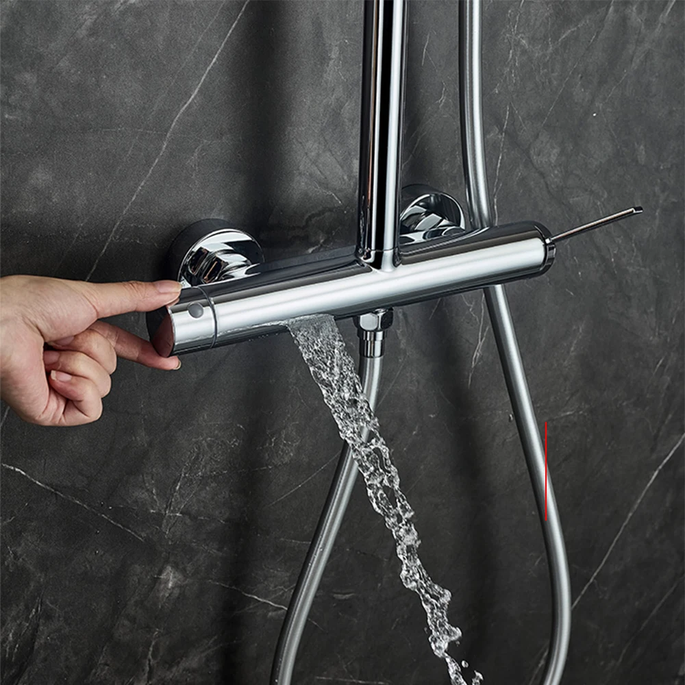 10 سنوات الضمان نظام دش ثرموستاتي جميع النحاس خلاط الأمطار الحمام دش مجموعة المطر حوض الاستحمام شلال دش الحنفيات طقم دش حمام فاخر مثبت على الحائط من الذهب المصقول خلاط مغسلةمعدات الحمامدش استحمام طقم كاملدش مطري #2