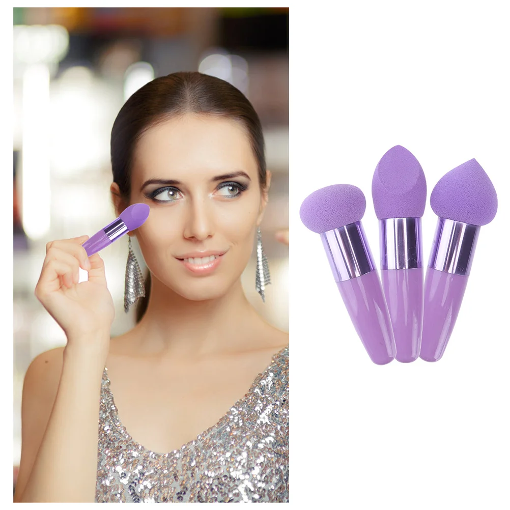 Juego de 2 bolígrafos de esponja de maquillaje, mango de fácil agarre de larga duración Premium para base, crema, corrector, colorete, resaltador multifuncional
