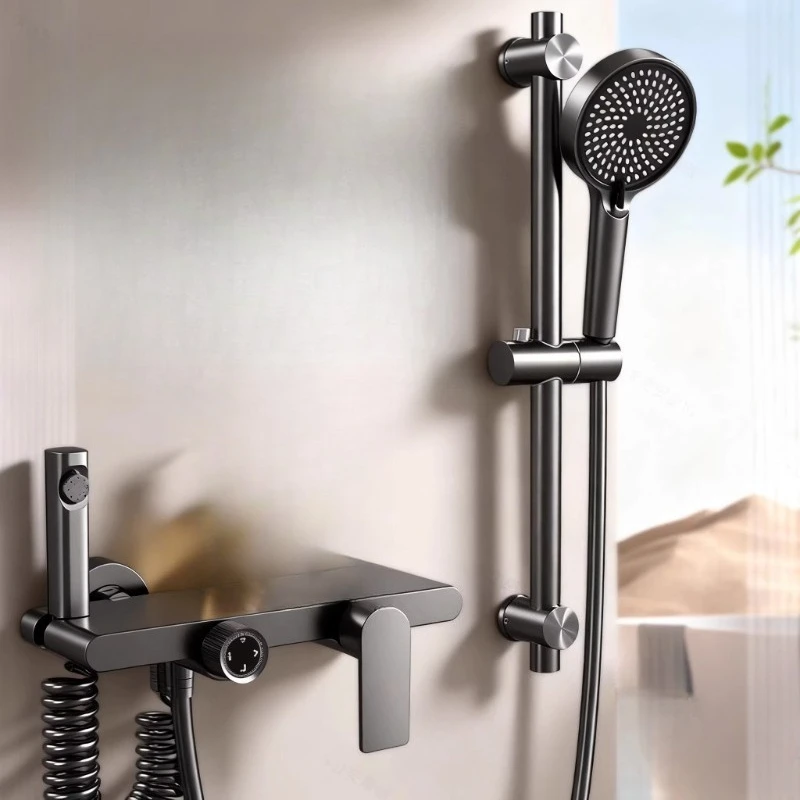 Pressurized shower shower set Household bathroom Roof-free spray Split pressurized storage Bathroom Bathing complete set