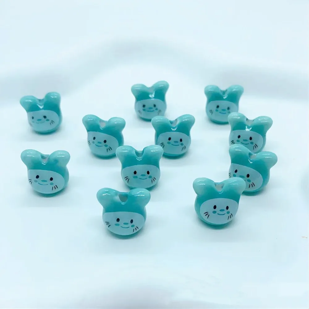 10 pièces en céramique colorée Chinchillas perles en céramique lapin Animal mignon lapin perles en céramique perles colorées