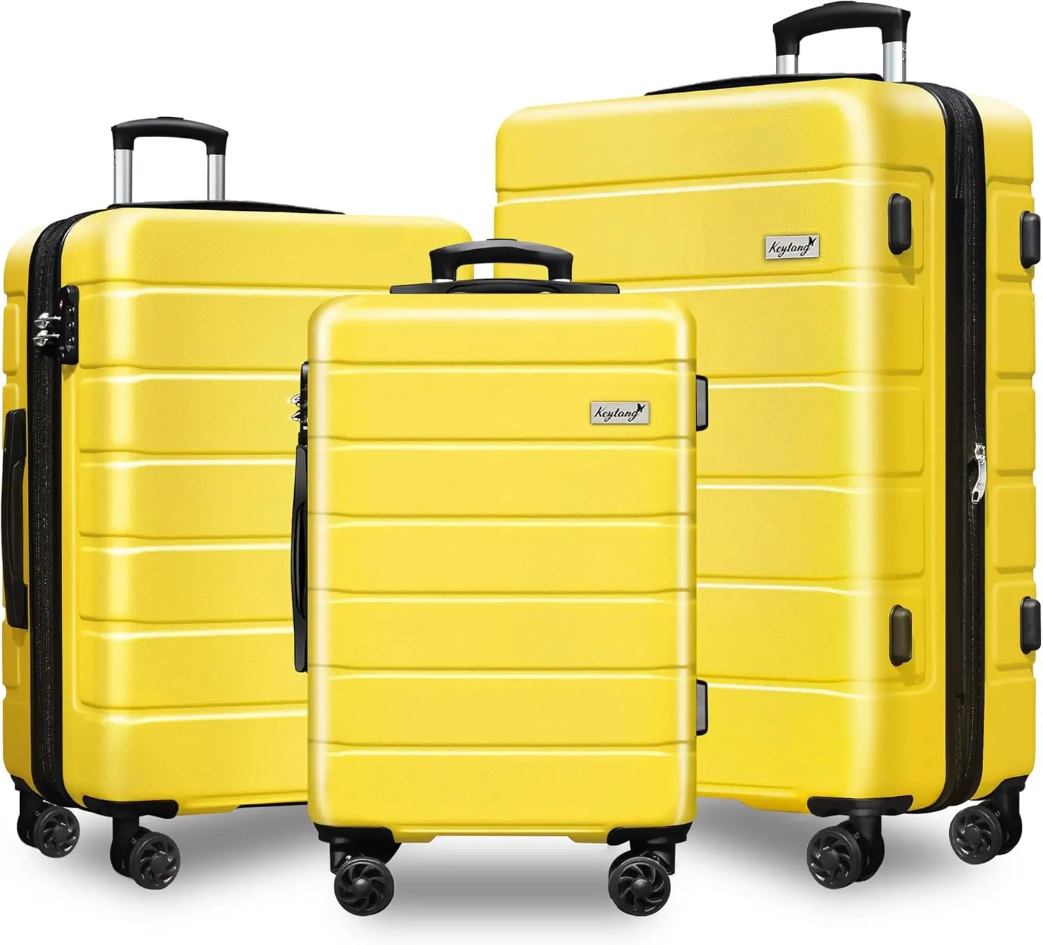 

Expandable Lightweight Hardshell Carry-On Luggage Set, 3-Piece, Yellow with TSA Lock