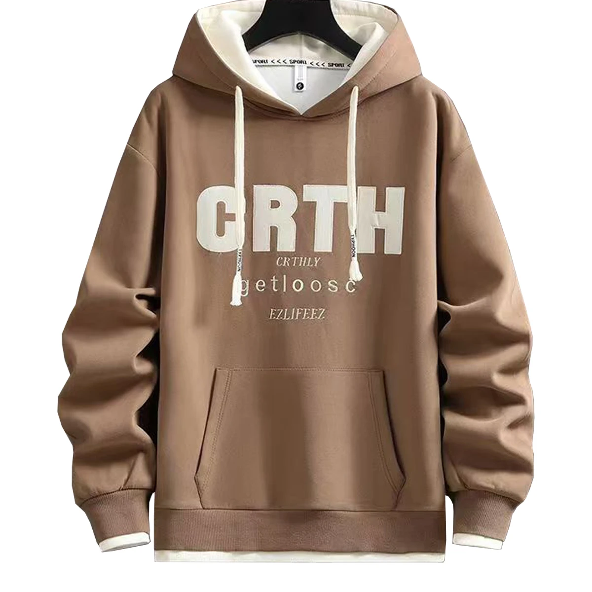 Men's Hoodie With Solid Color Printed Letters Double Layered Thick Hoodie Young People Autumn Winter Student Outfit