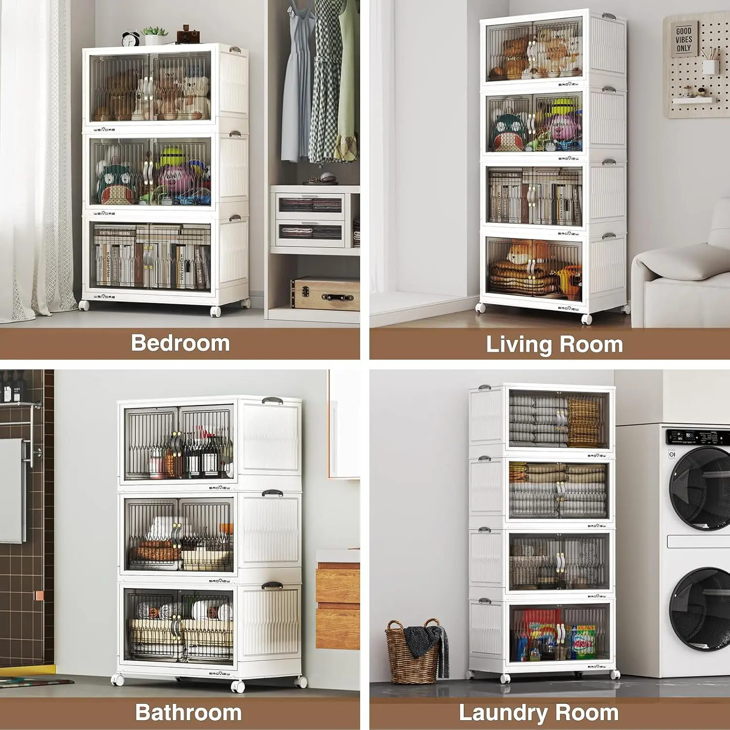 Plastic Storage Bins, Closet Organizer and Storage, Stackable Storage Drawer with Collapsible Clothes Storage Cabinet Cube Shelf