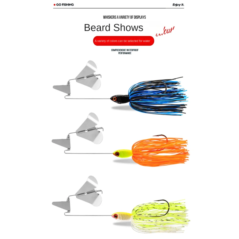 2pcs 2024 Bass Pike Walleye Beard Fishing Lure Chatter Walleye Buzzbait Tassel Silicone Skirt Spinner Bait Sea Fishing