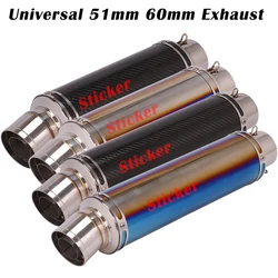 Universal Round 60mm Motorcycle Exhaust Escape Systems Modify 51mm Carbon Fiber Muffler With DB Killer For R15 CBR 500