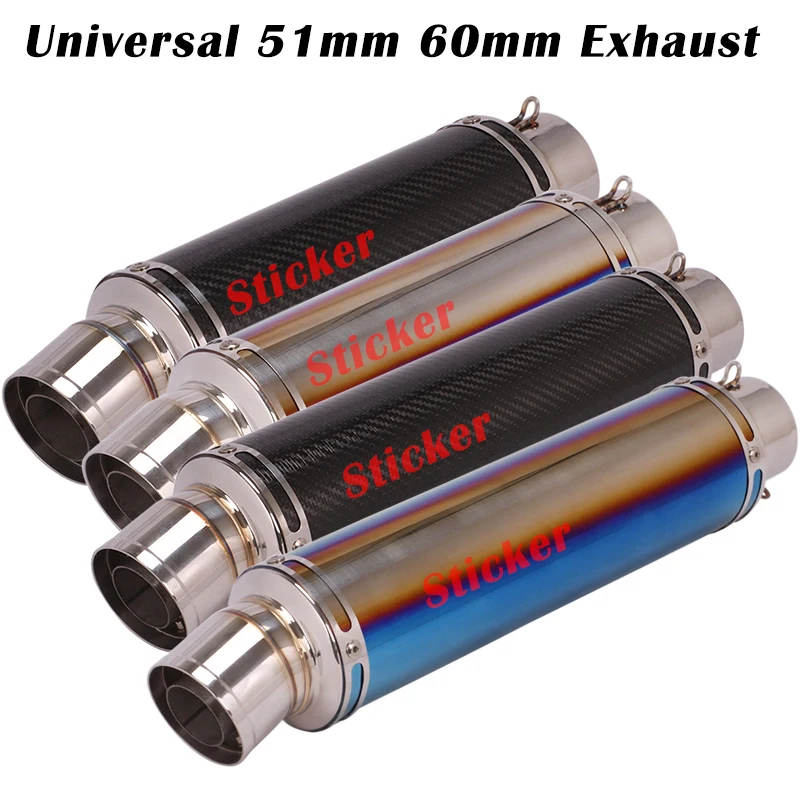 Universal Round 60mm Motorcycle Exhaust Escape Systems Modify 51mm Carbon Fiber Muffler With DB Killer For R15 CBR 500