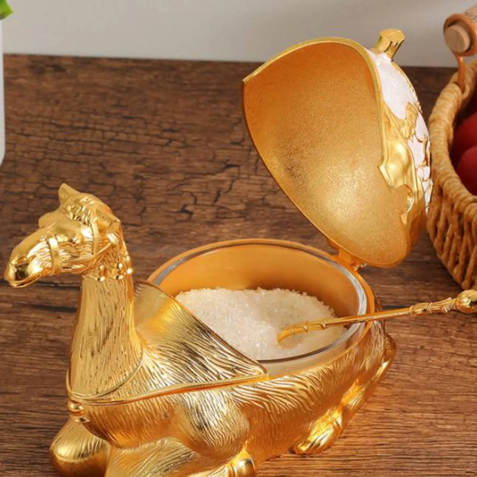 Camel Condiment Jar Alloy Decorative Camel Jar Lidded Sugar Bowl Tabletop Tableware Long-Lasting