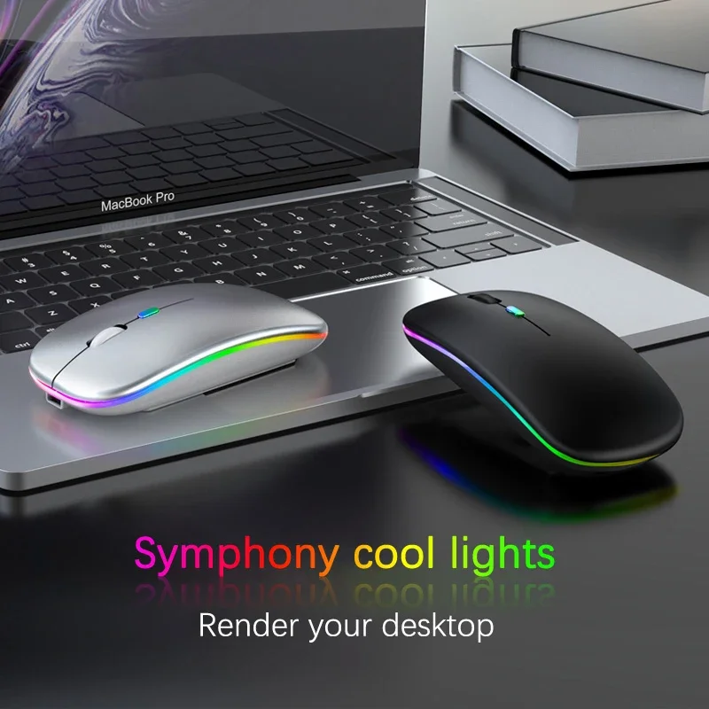 Mysz bezprzewodowa RGB akumulatorowa mysz Bluetooth bezprzewodowa komputerowa Mause podświetlana LED ergonomiczna mysz do gier do laptopa PC 3600 DPI