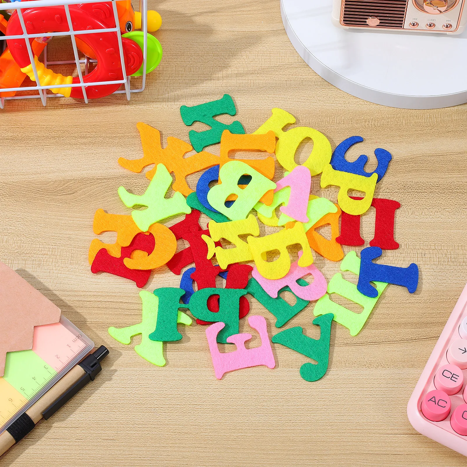 1Set Russian Alphabet Stickers Soft Felt Nonwoven Material Safe Reusable Wall Stickers for Childrens Language Learning Classroom