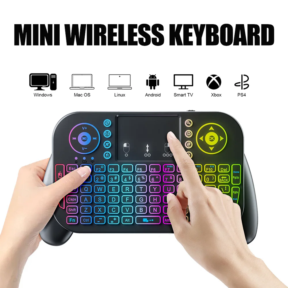 Mini Wireless Keyboard V8 7 Backlit 2.4G Bluetooth Air Mouse Remote Control Touchpad for Android TV Box