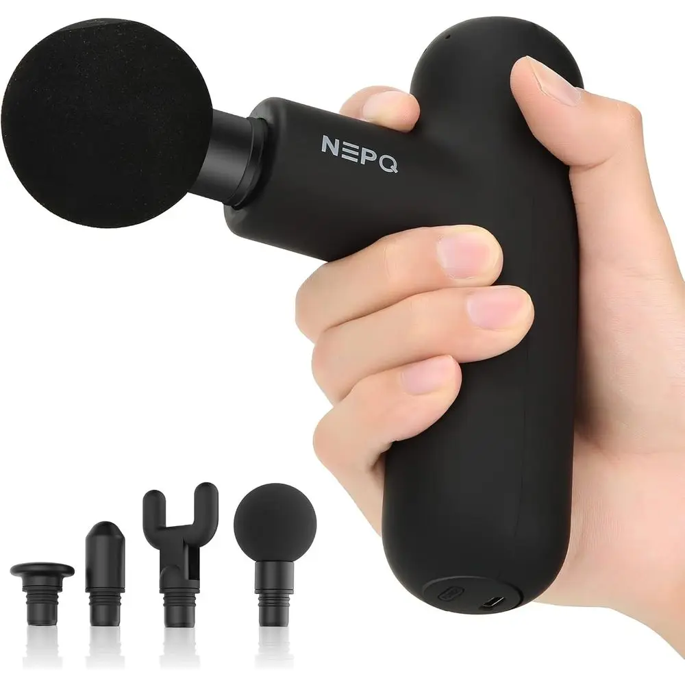 

Mini Massage Gun, Powerul ascial Gun Portable Deep Tissue Percussion Muscle Back Massager or Pain Relie with 4 Massage s High-In