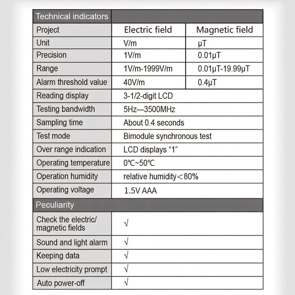 ET825 Handheld Radiation Detector for EMF Testing in Homes Offices Apartments Outdoor and Industrial Environments
