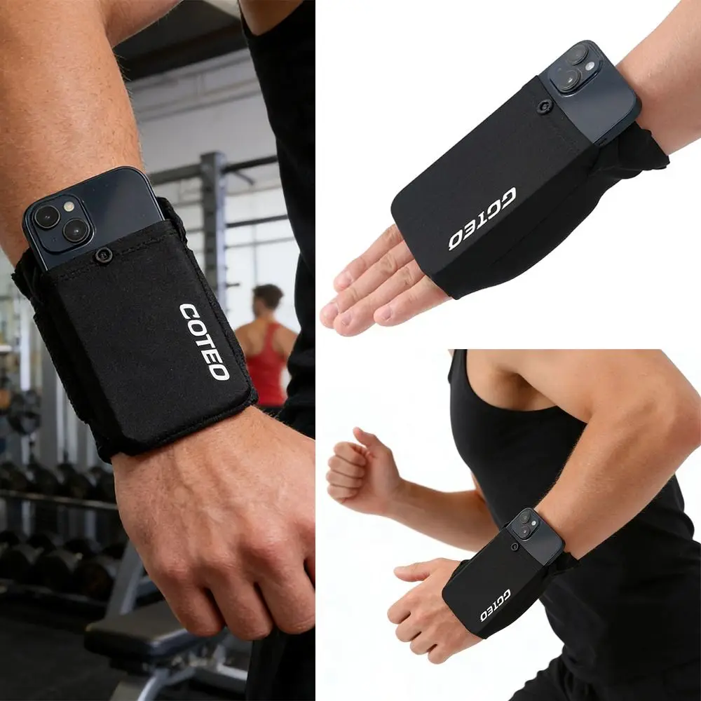 Black Grey Sports Phone Bag Right Left Storage Function Wrist Phone Bag Phone Protection Wrist Storage Bag Bike Riding