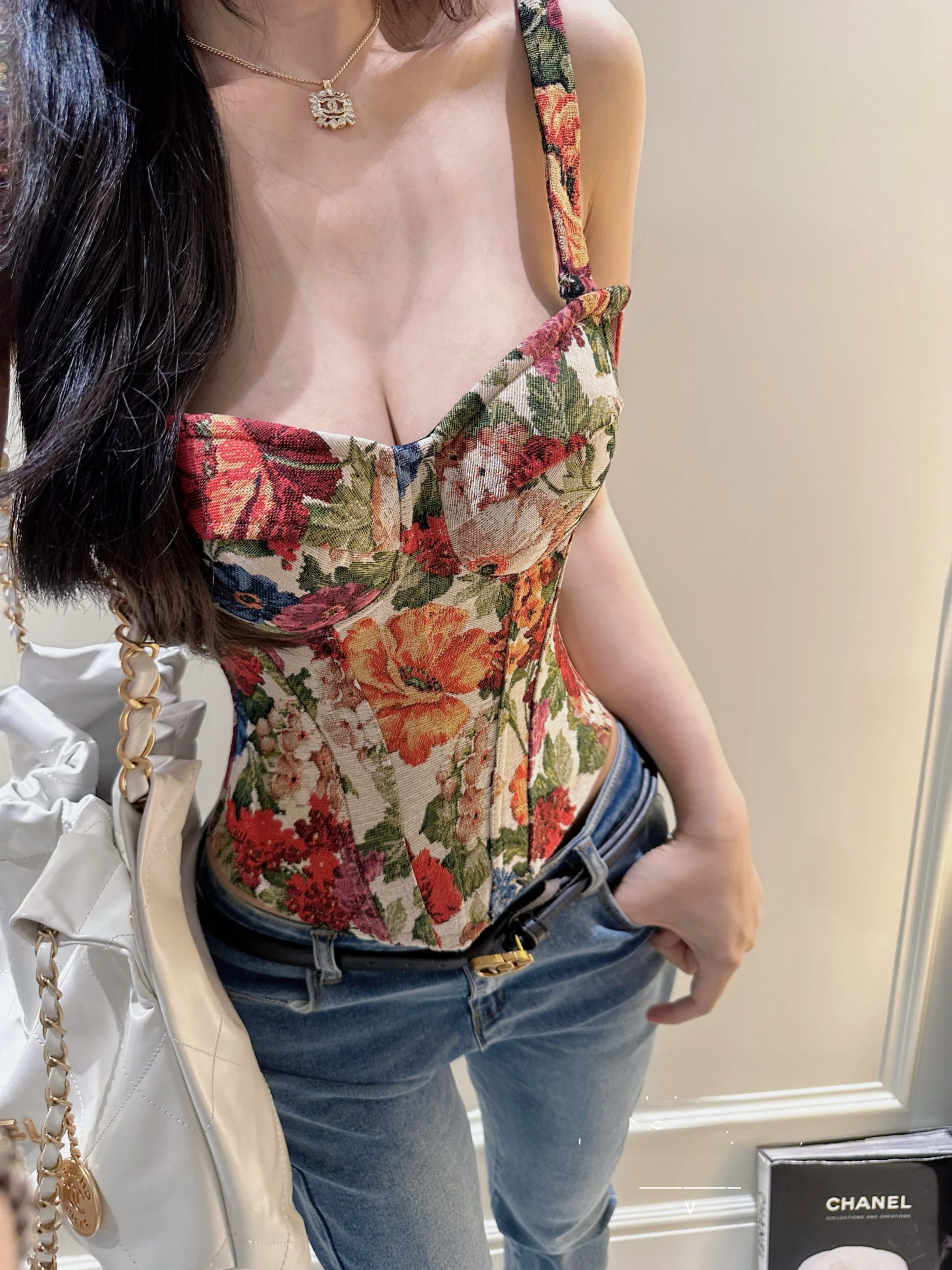 

Винтажный женский топ Bordeaux Rose Garden Fibone с завязками на талии, утягивающий, в стиле ретро, модный комплект в стиле середины века, из полиэфирного волокна