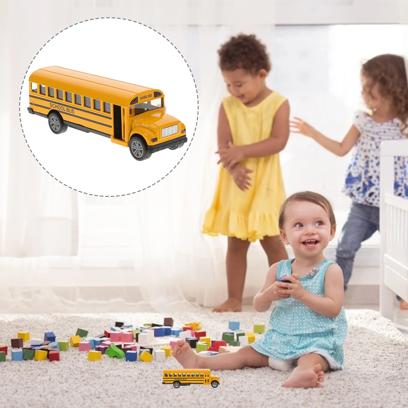 

School Bus Toy Car Alloy for Kids Pull Back Toys Outdoor Nose Model Child Toddler Baby