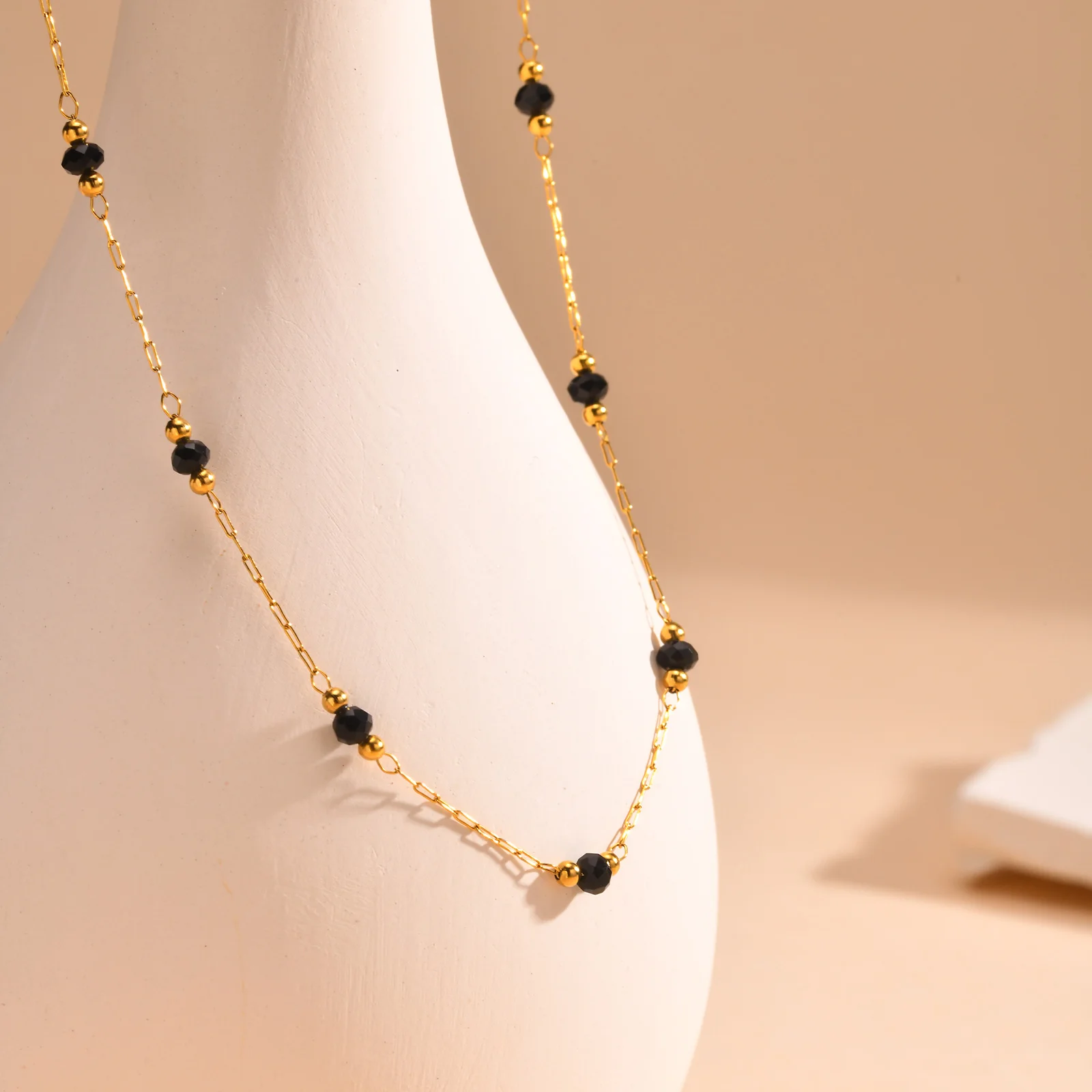 Stainless Steel Chain Beads Necklace 18K Yellow Gold Plated for Women Girls Gift Wholesale Jewelry - Image 4