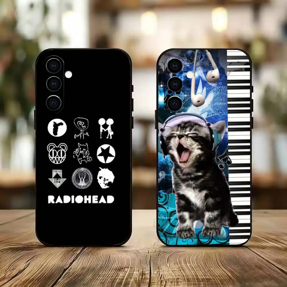 

R-Radiohead Rainbow Fish Cat Phone Case Black Silicone Soft For Samsung A73,A72,A71,A70,A53,A52,A51
