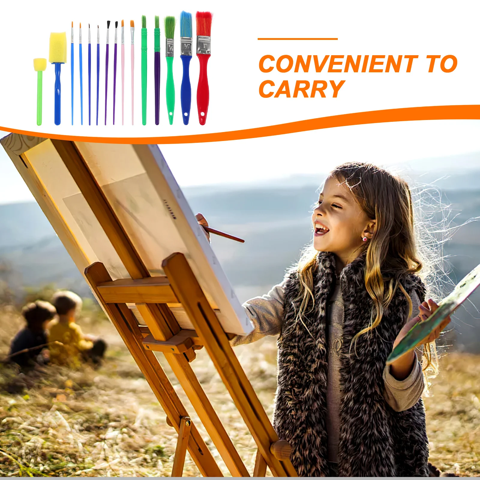 

15Pcs Colorful Paint Brush Set for Kids Kindergarten Art Rooms Home Bright Handles Easy Grip Reusable Safe Paintbrushes Children