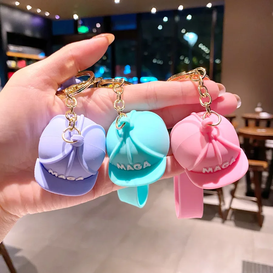 Hot Style Peripheral Products Creative Trump Hat Keychain Car Bag Pendant Hat Key Accessories Kawaii Festival Gift for Friend