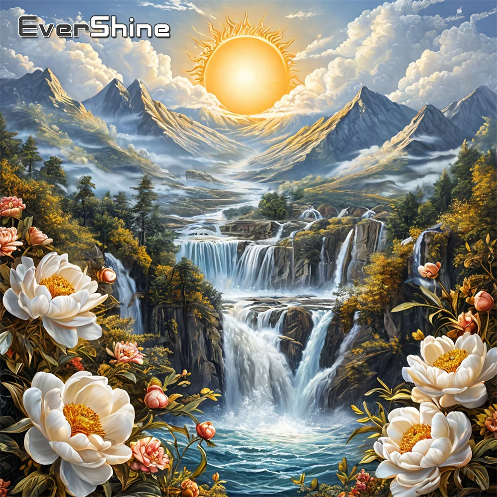 

Evershine Diamond Mosaic Landscape Full Square Painting Waterfall Embroidery Mountain DIY Art Stitch Flower Wall Decor
