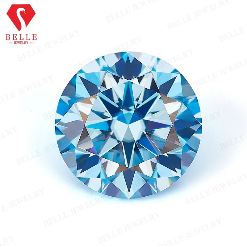 

Moissanite Stone Brilliant Round Cut Plating Aquamarine Color Loose Moissanite Beads Gemstone Supplier Factory Pass Diamond Test