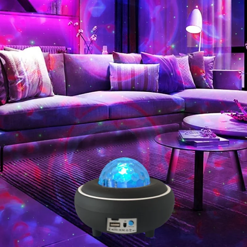 1 linterna láser para correr con cielo estrellado, carga USB, se puede conectar a la unidad flash USB Bluetooth, creación de una atmósfera de fiesta.