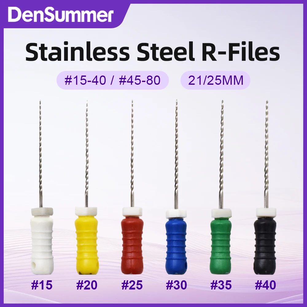 1 Box Densummer Stainless Steel Reamers Files For Root Cleaning #15-40 21mm 25mm Hand Use Dentistry Tool Dental Endo R Files