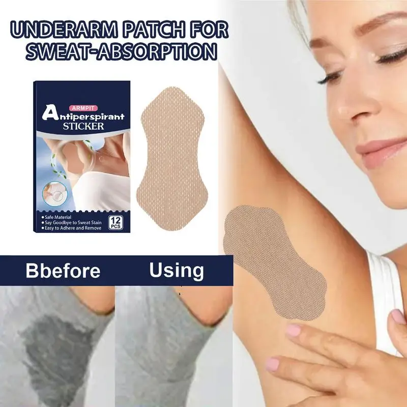 Sweat Pads For Under Arms Non Visible Anti Sweating Pads Armpit Sweat Patches 12 PCS Non Visible Armpit Sweat Patches Breathable