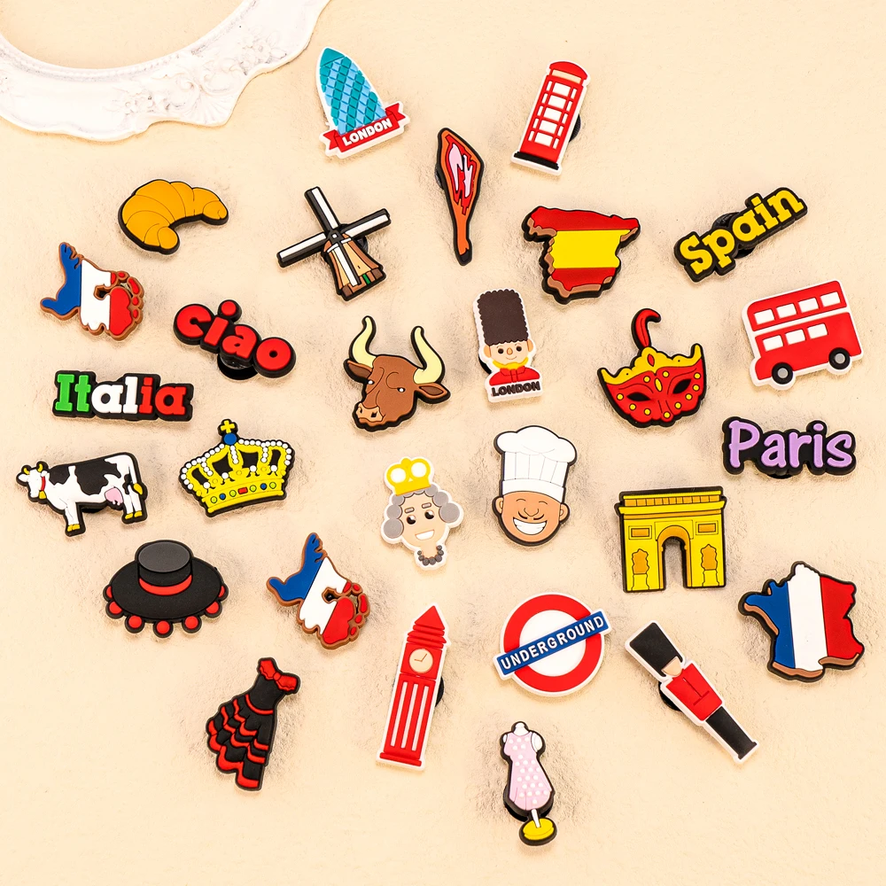 1-30pcs Cartoon European style Shoe Charms Prom Dress Crown Sandals Accessories Shoe Decorations Pins for Kid Men Women Ornament