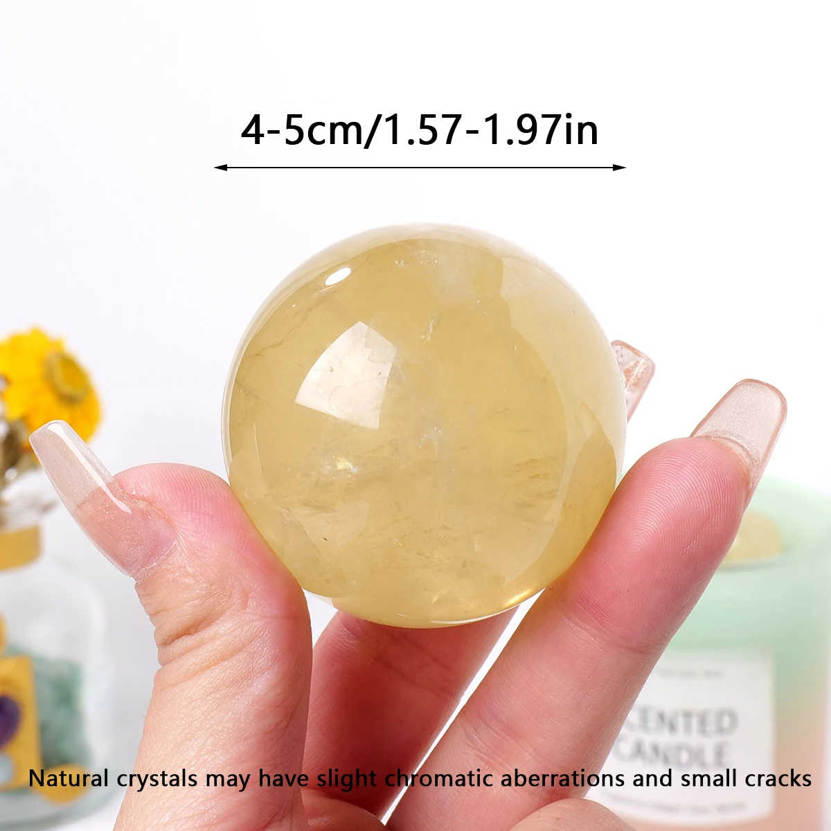 1PC Natural Crystal Citrine Ball Sphere Photography Props Gift Souvenir Delightful Home Decor Reiki Stone Ornaments