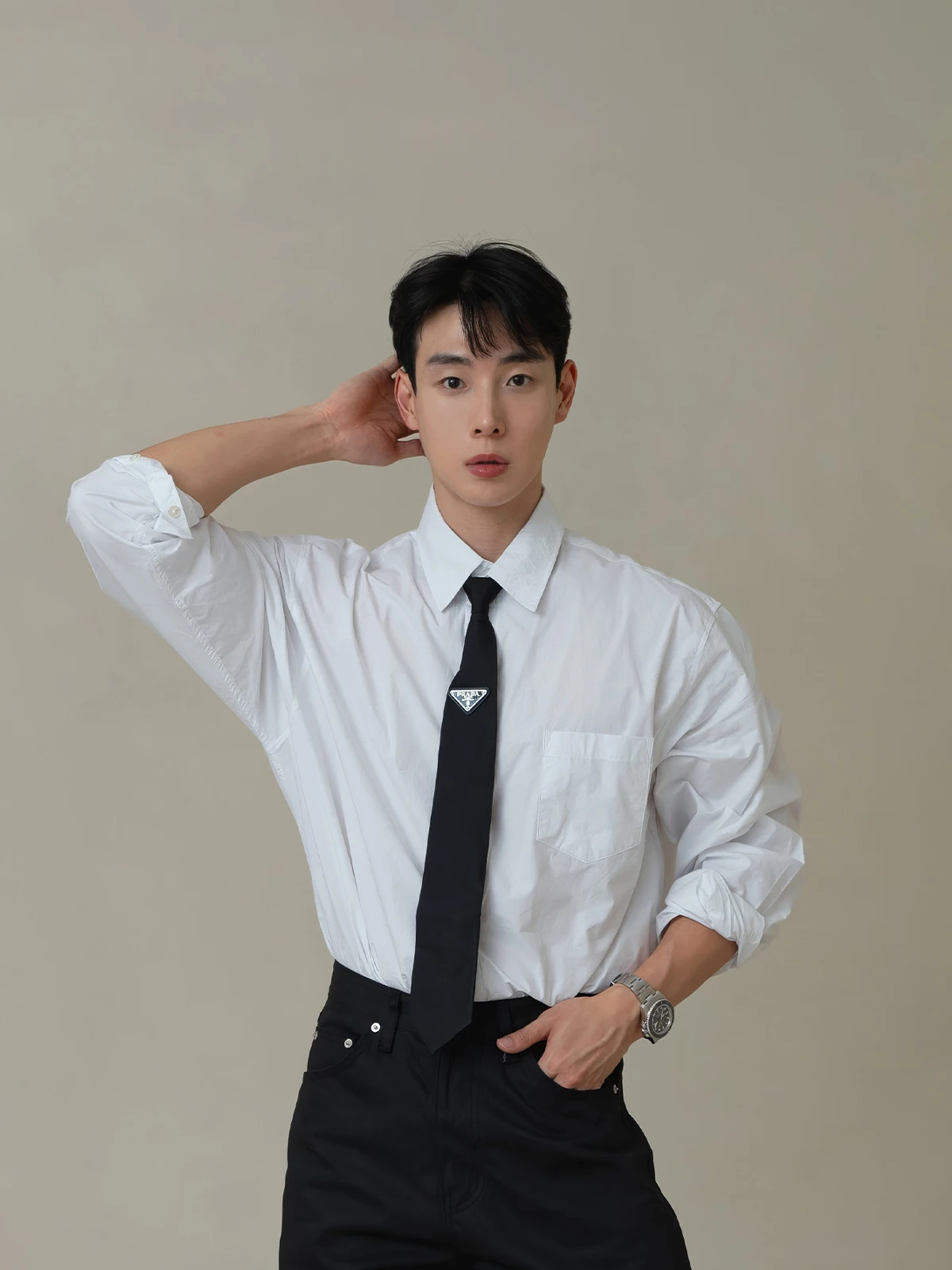 

White Formal Long Sve Men's irt Spring Korean Sle Light Maturi Lazy Color Inner Wear Iron Free Collar irt Ja...