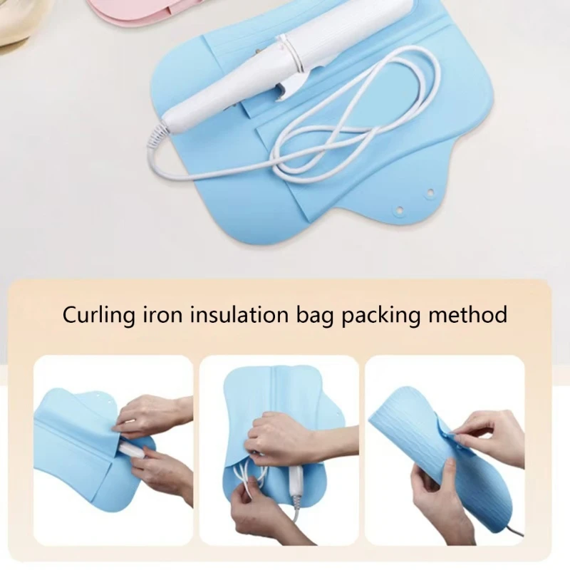 Термостойкие силиконовые коврики, дорожные коврики для инструментов для волос, складной силиконовый коврик, подходит для палочки для завивки и выпрямителя для волос N58D