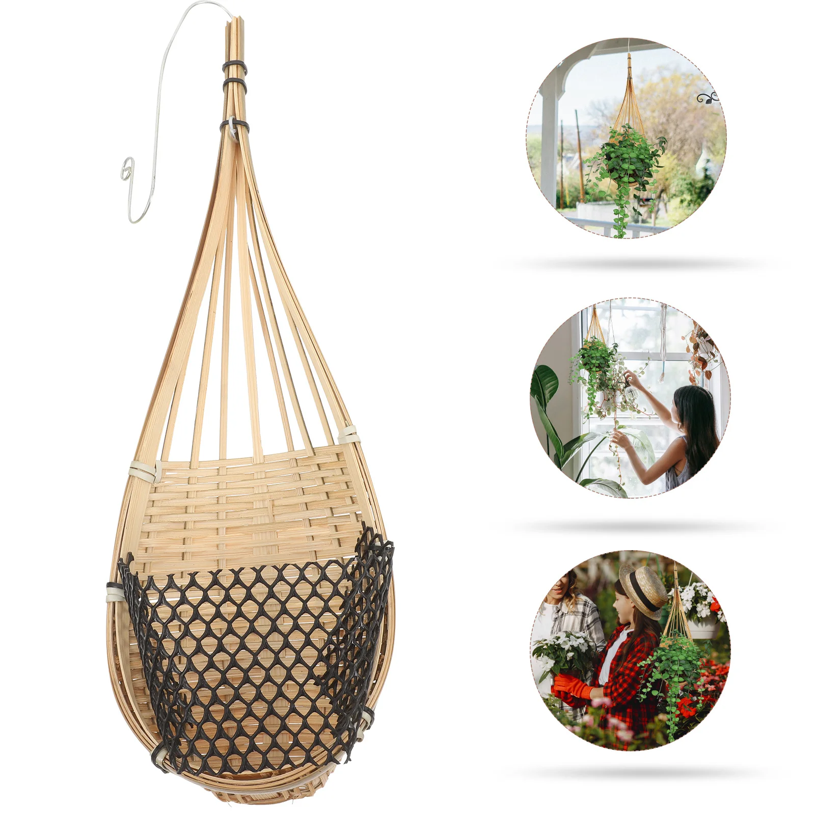

2 pcs Bamboo Hanging Basket Hand Woven Thai Plant Basket For Orchid Wall Planter Succulent Air Plant Holder Flower Pot Outdoor