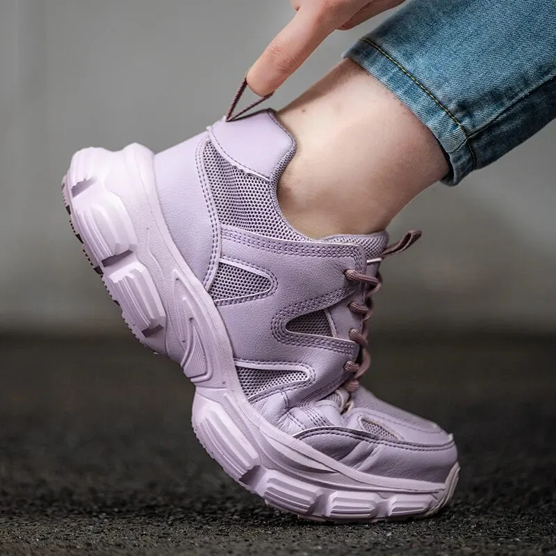 Purple Women Safety Shoes Anti-smash Anti-puncture Work Shoes Breathable Lightweight Work Sneakers Indestructible Shoes Boots