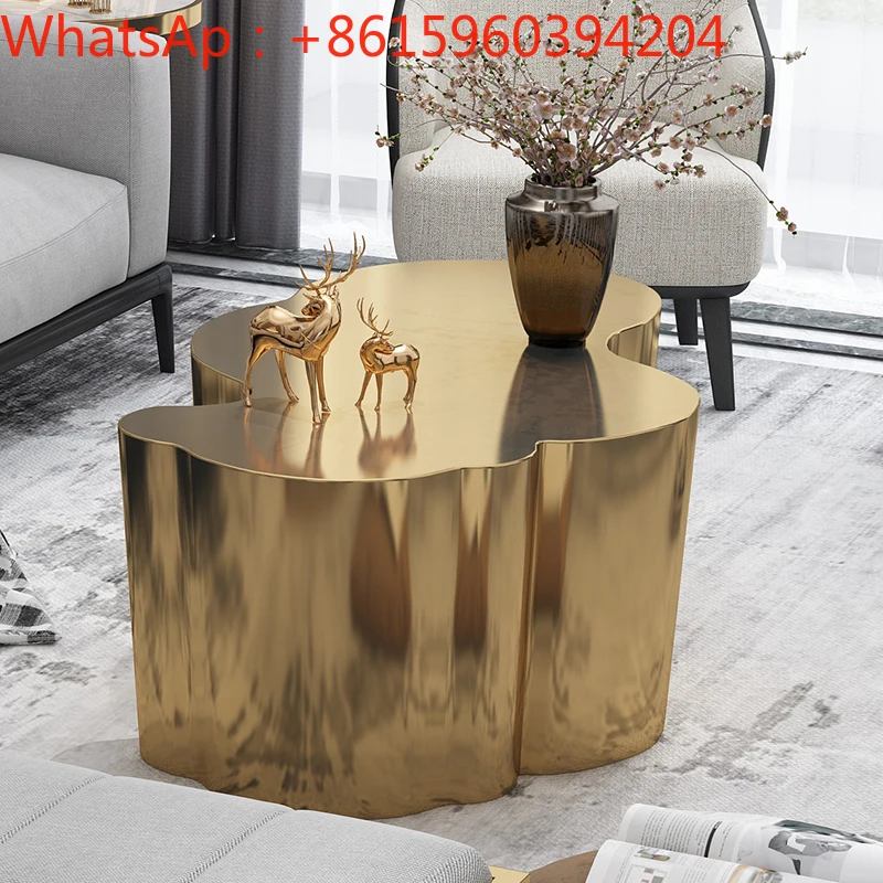 Yunduo coffee table light luxury living room simple Italian stainless steel special-shaped rock plate advanced feeling