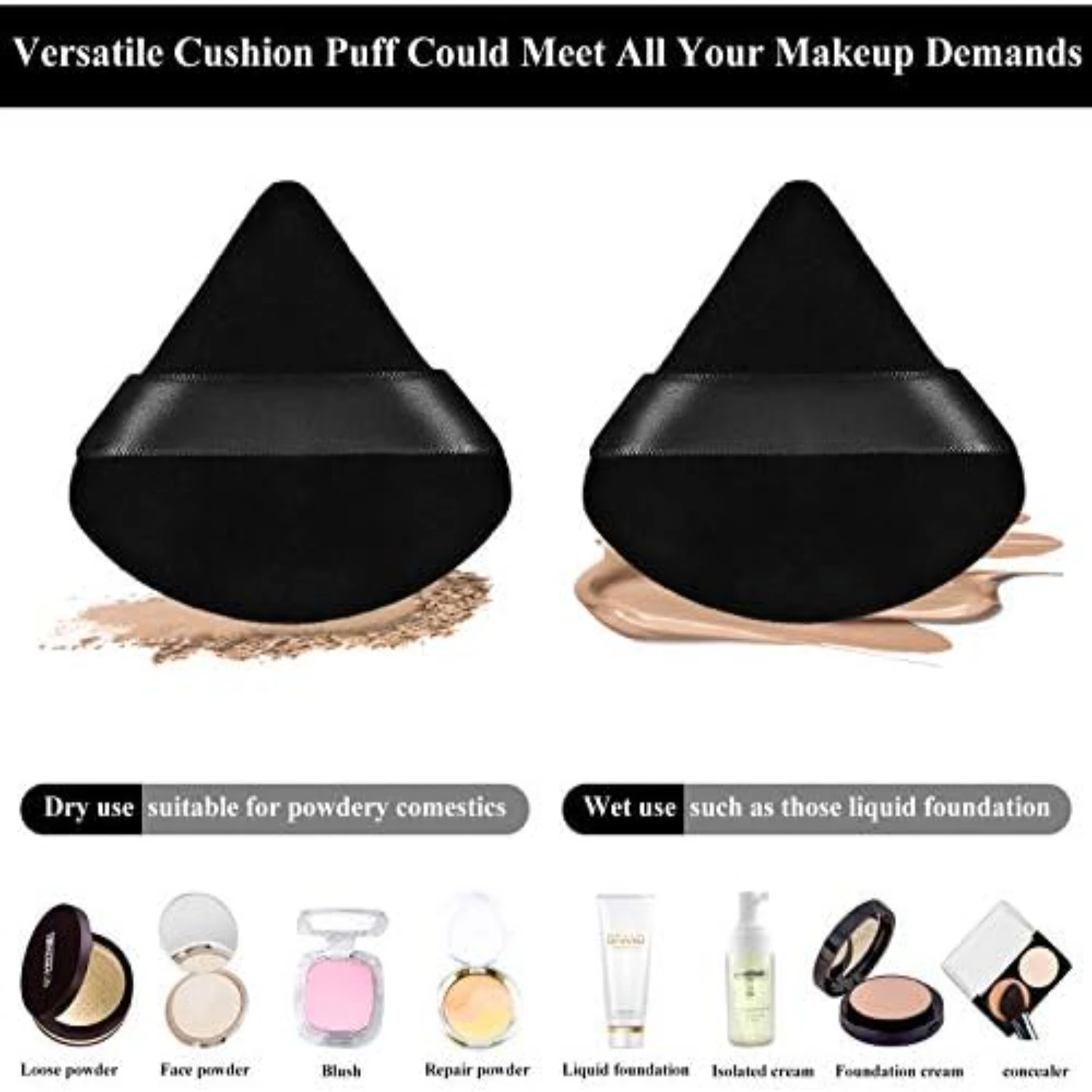 Luxurious High-Quality 12-Piece Makeup Routine: Reusable Soft Triangle Powder Puff Set for Flawless Application of Mineral and W