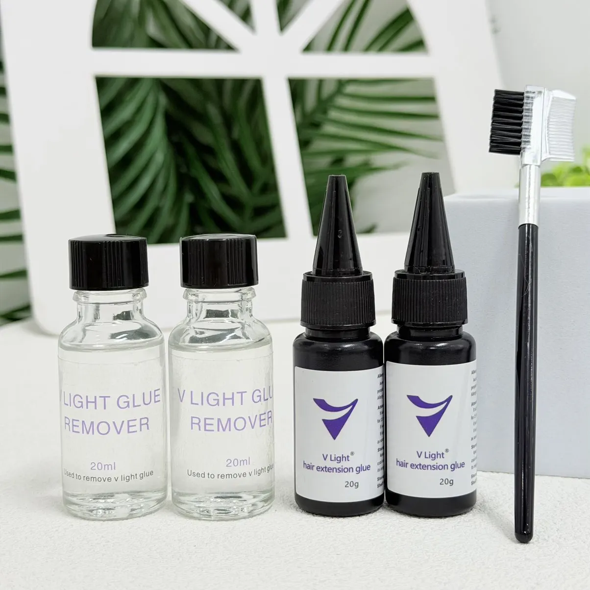 V-Light Technology Hair Extensions Wig Glue Set Application Light Transmitting Hair Piece Extension Glue for  wig extensions