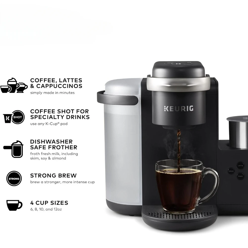 Single Serve K-Cup Coffee Machine, Latte and Cappuccino Maker, Dark Charcoal