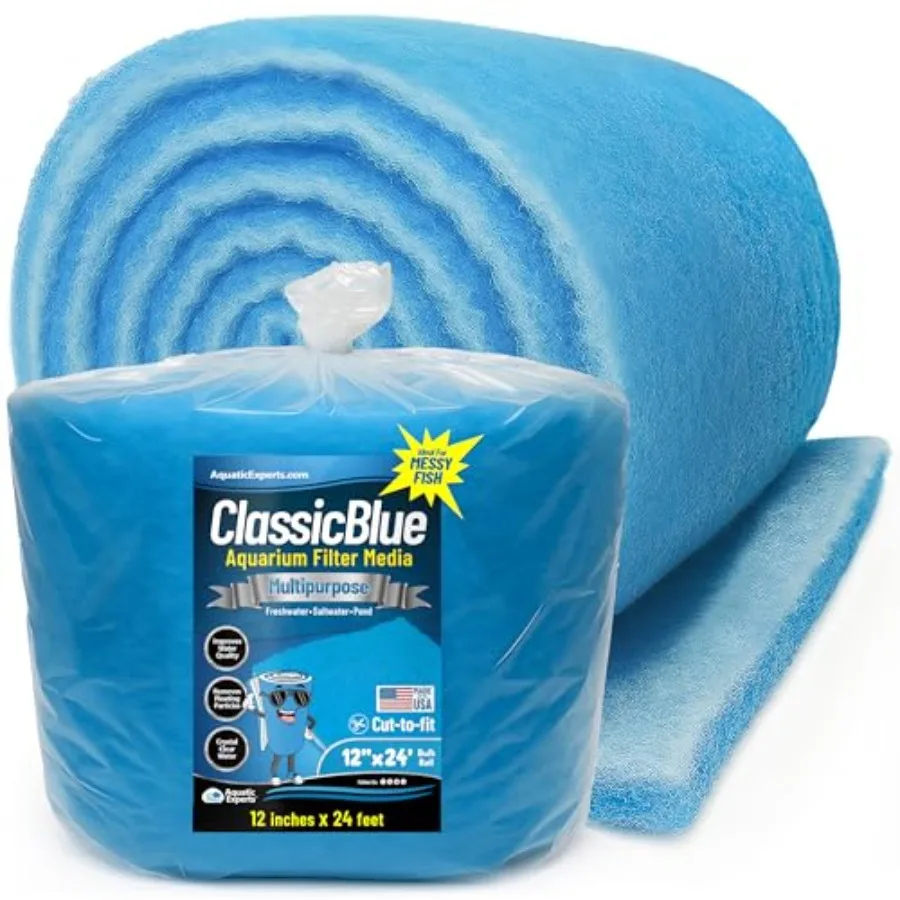 

Classic Bonded Aquarium Filter Pad - Blue and White Aquarium Filter Media Roll Bulk Can Be Cut to Fit Most Filters, (12" by 24 Feet by 3/4" Thick)