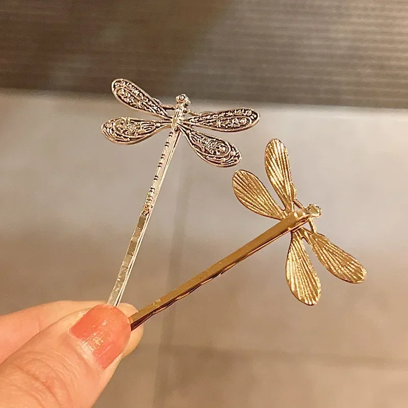 Creative Dragonfly Hairpins Metal Old-fashioned Silver/Gold Dragonfly Hair Clips Woman Hair Accessories